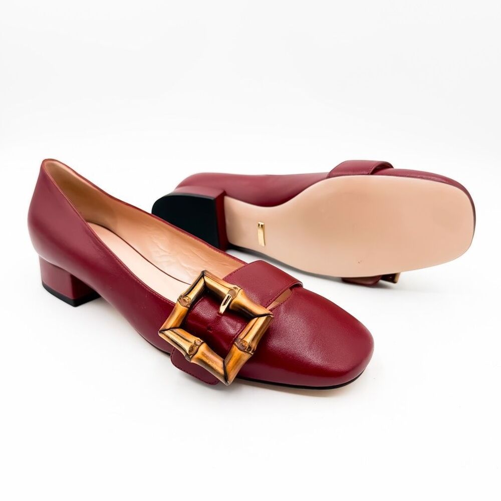 Gucci Bamboo Buckle Red Leather Ballet Flats EU 38 US 8